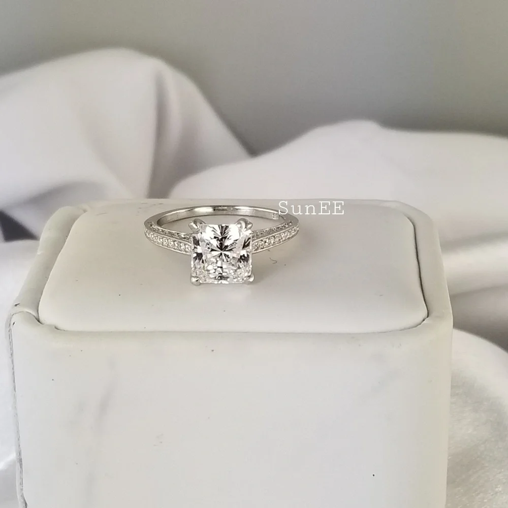 Real 925 Princess Cut Wedding Engagement Ring
